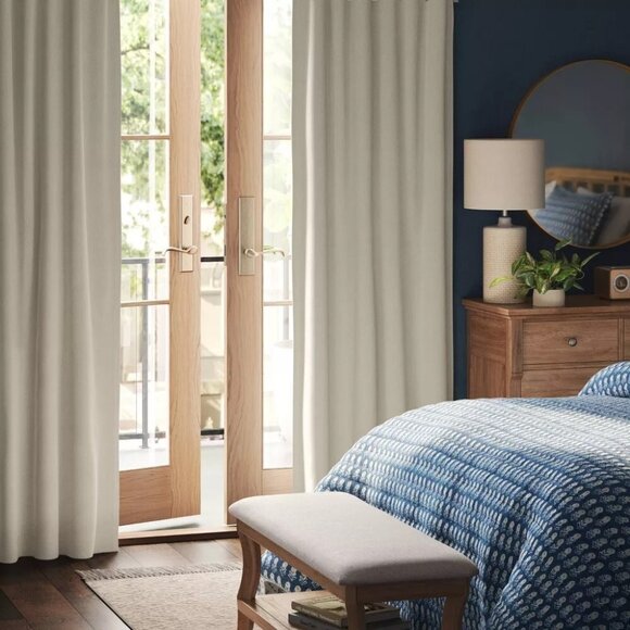 Threshold Ashville Blackout & Lined Texture Cream Single Curtain Panel 50" x 63" - Picture 1 of 7